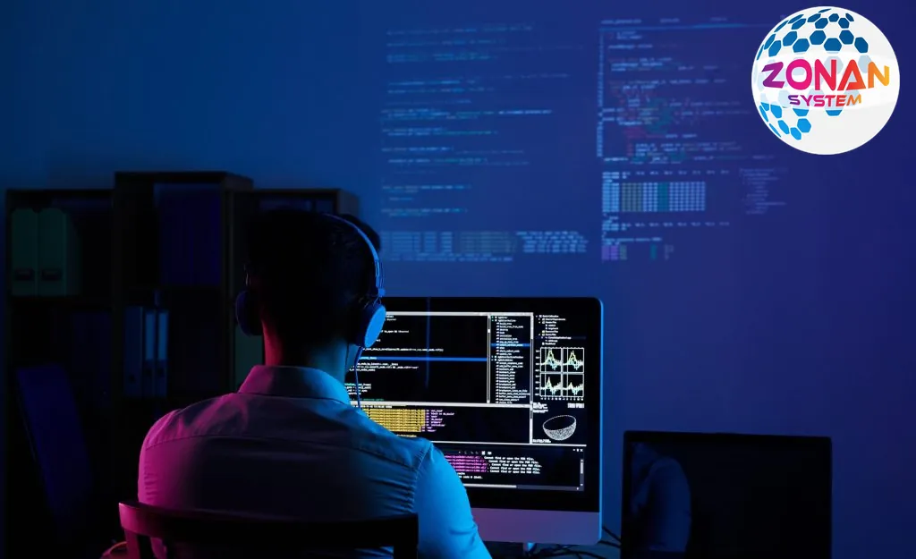 Back-end developer working on code