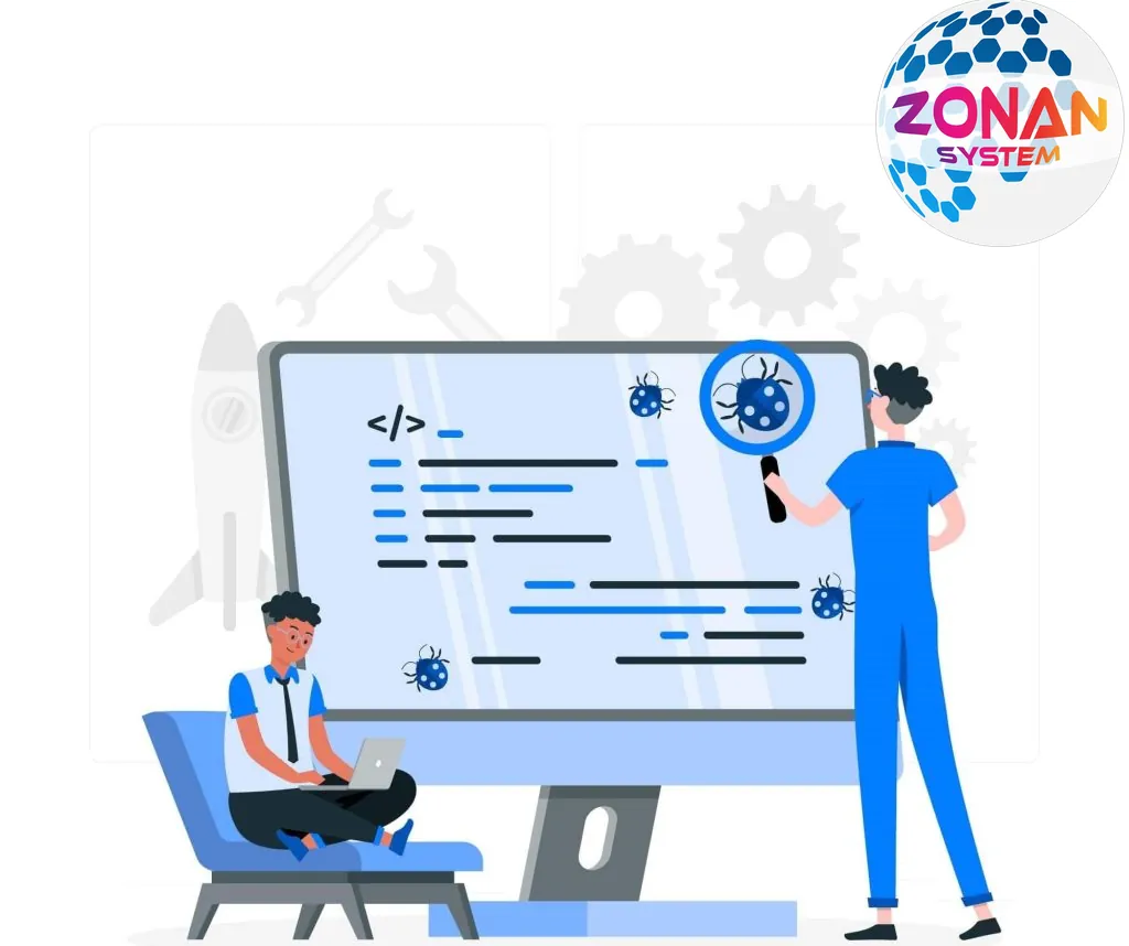 Developers reviewing code together